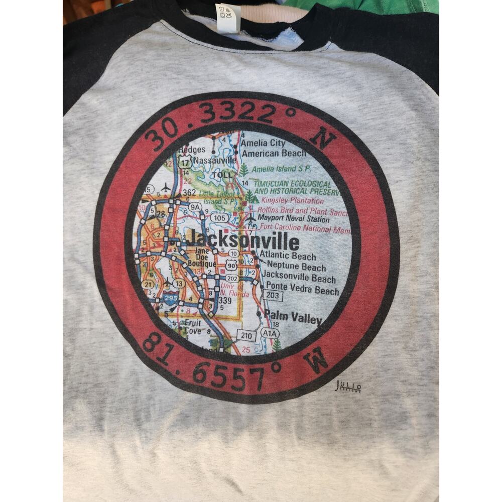 JAX MAP TEE T SHIRT Souvenir color road Jacksonville Florida vacation small 34